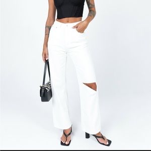 White wide leg jeans